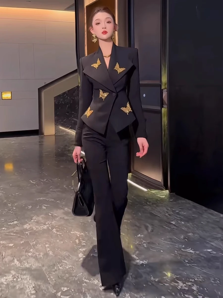 

Костюм Ele Bla: Женский профессиональный комплект с эффектом утяжки талии, состоящий из двух предметов, класса люкс.