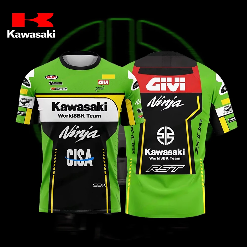

New Kawasaki Competition Men's Quick-drying T-shirt High-end Sports Casual Short-sleeved Comfortable Breathable Motorcycle Top