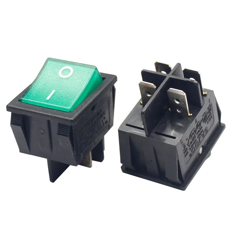 

250V 16A Green Light 4pin on off Dpst Rocker Switches