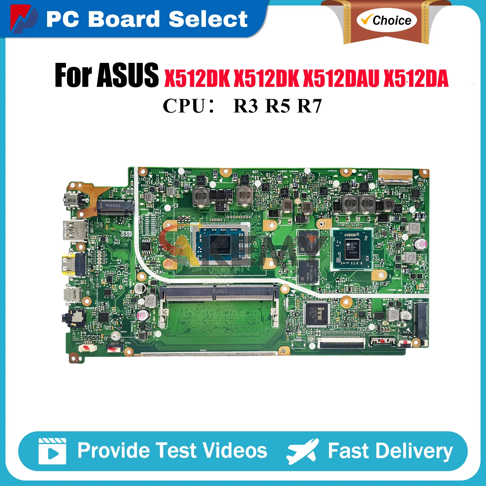 

X512DK Laptop Motherboard For ASUS VivoBook M512D M5050D F512D X512DAU X512DK X512DAP V5000d X512D Mainboard With R3 R5 R7 CPU