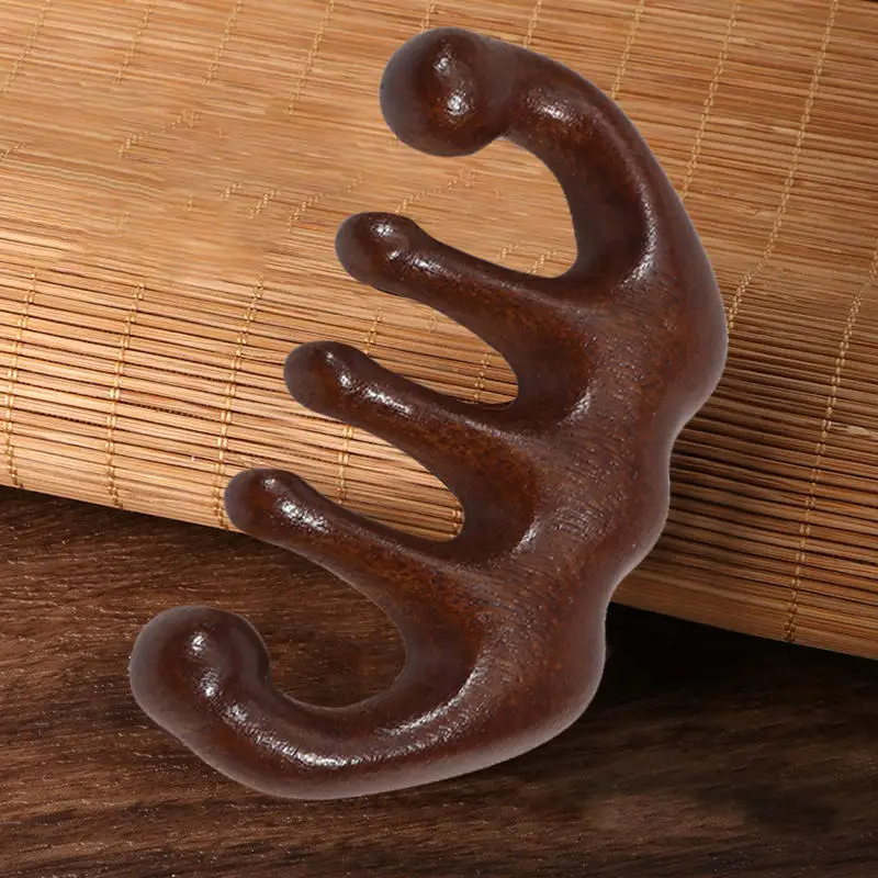 

Массажная расческа, массажер для головы, сандаловое дерево, расческа с пятью зубцами, расческа для кита, скребковый массажер для кожи головы, инструмент для массажа тела