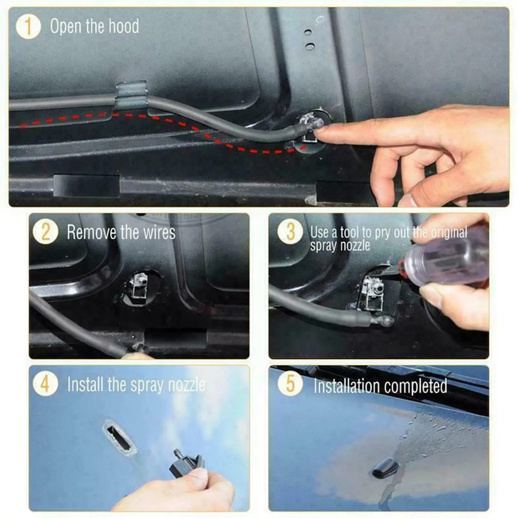 Front Windshield Wiper Nozzle for Peugeot 206 407 6438Z1 6438CA 643871 Glass Spray Accessories