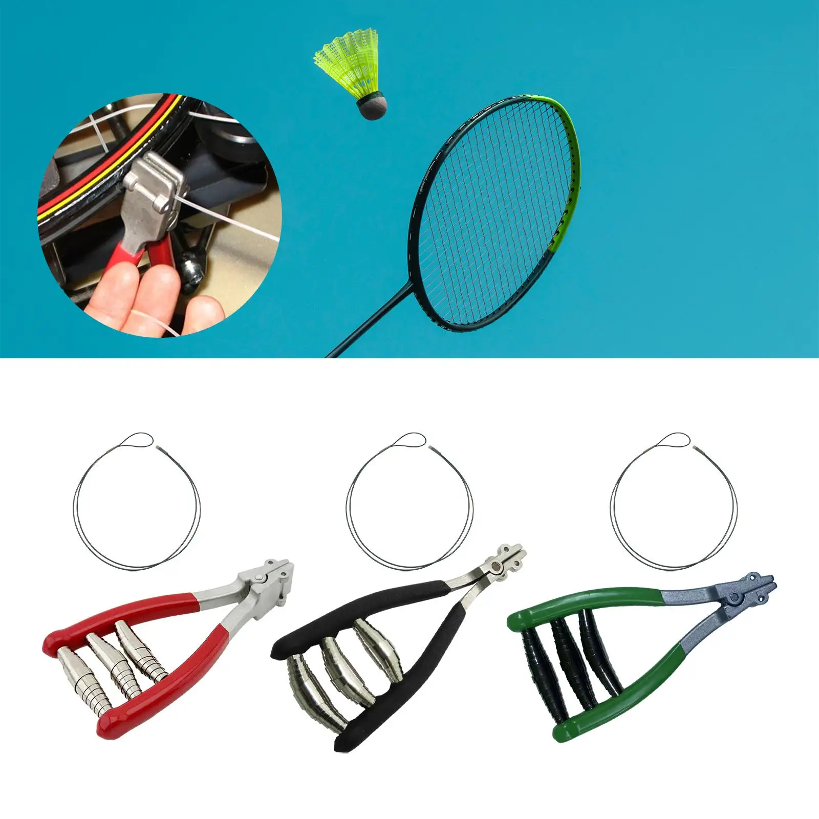 Starting Clamp Stringing Clamp Portable 3 Spring Starter Clamp Sports Stringing Tool for Squash Tennis Racquet Badminton Racket