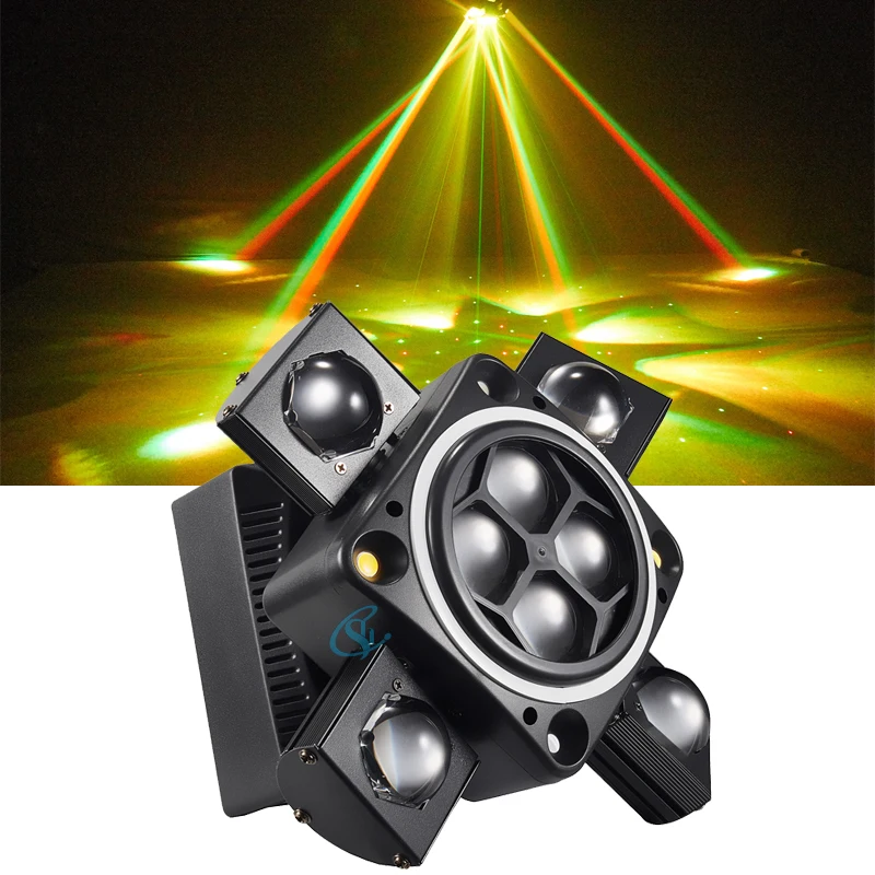 

Stage Party Four Arm 90W Bee Eye 5in1 RGBWY Laser Projector LED Light With Strobe Effect DMX For Disco Nightclub