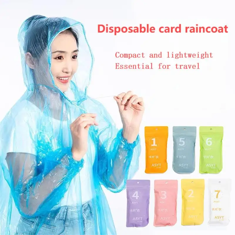 Disposable Seven Color Card Raincoat, Convenient Thickened Long Outdoor Travel Raincoat