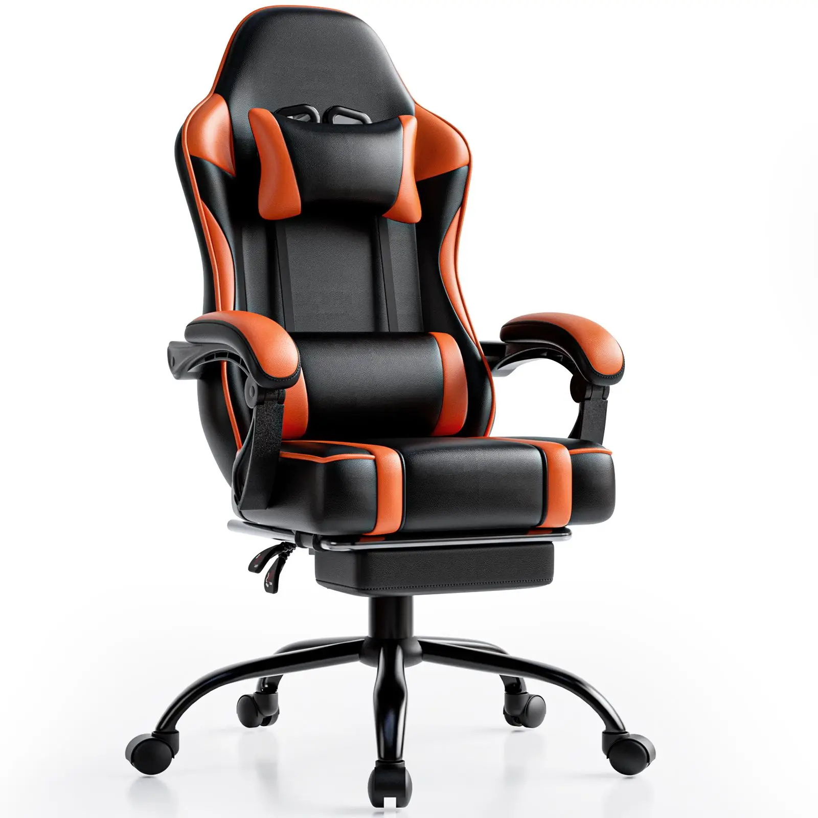 

PU Leather Gaming Chair with Footrest,360°Swivel Adjustable Lumbar Pillow Gamer Chair,Comfortable Computer Chair