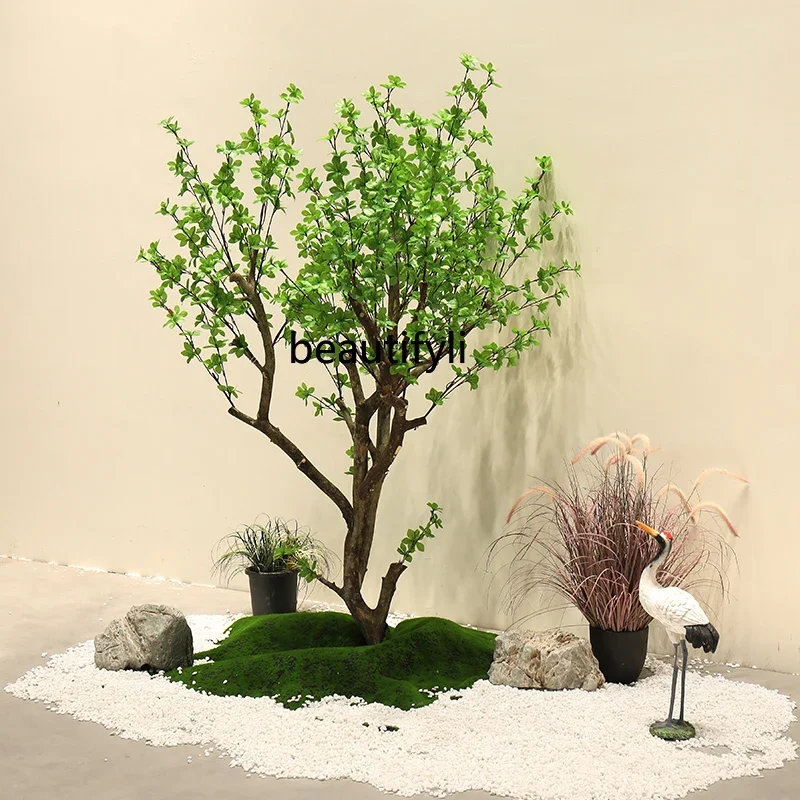 Simulation Bell Tree Green Maple Tree Large Landscaping Interior Decoration Display Nordic Style Fake Trees