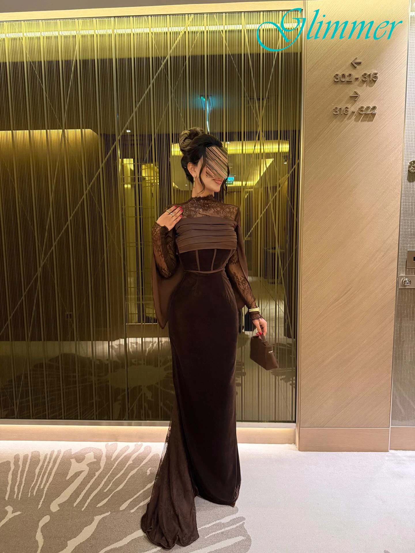 

Customized Straight Crew Neck Long Sleeves Elegant Evening Dress Classic Modern Celebrity Gowns Fashion Delicate Party Dress
