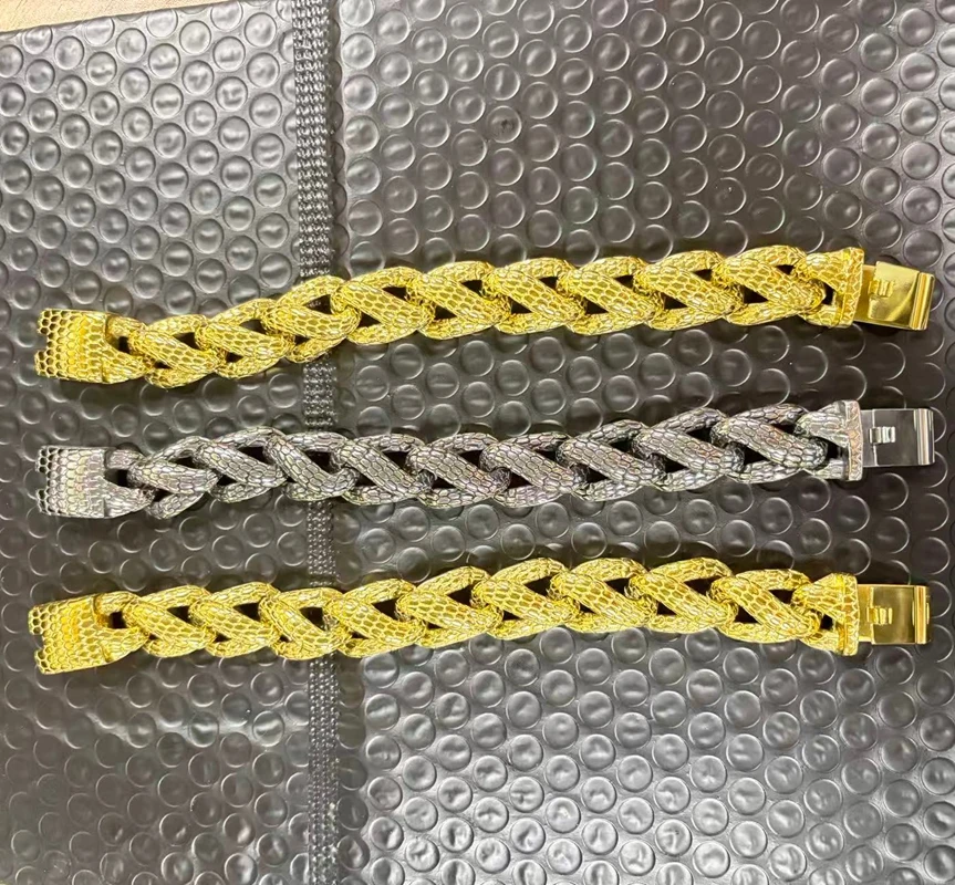 Kalen Schlangenhaut Cuban Link Herrenarmband Punk Schwerer Edelstahl Motorrad-Schmuck Vintage Metall-Accessoire Geschenk Wasserdicht – Detail 11