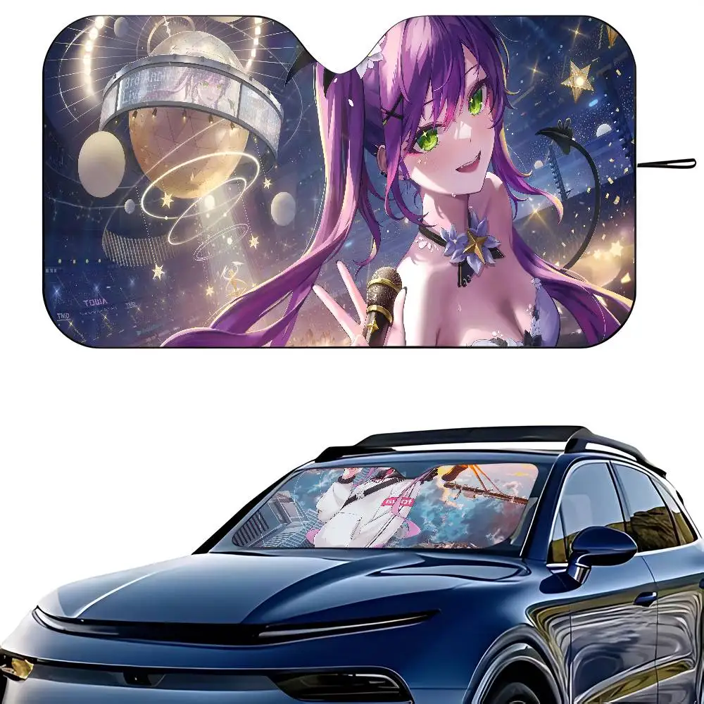 لعبة Hololive Tokoyami Towa أغطية مظلة السيارة غطاء حاجب عالمي قابل للطي للزجاج الأمامي