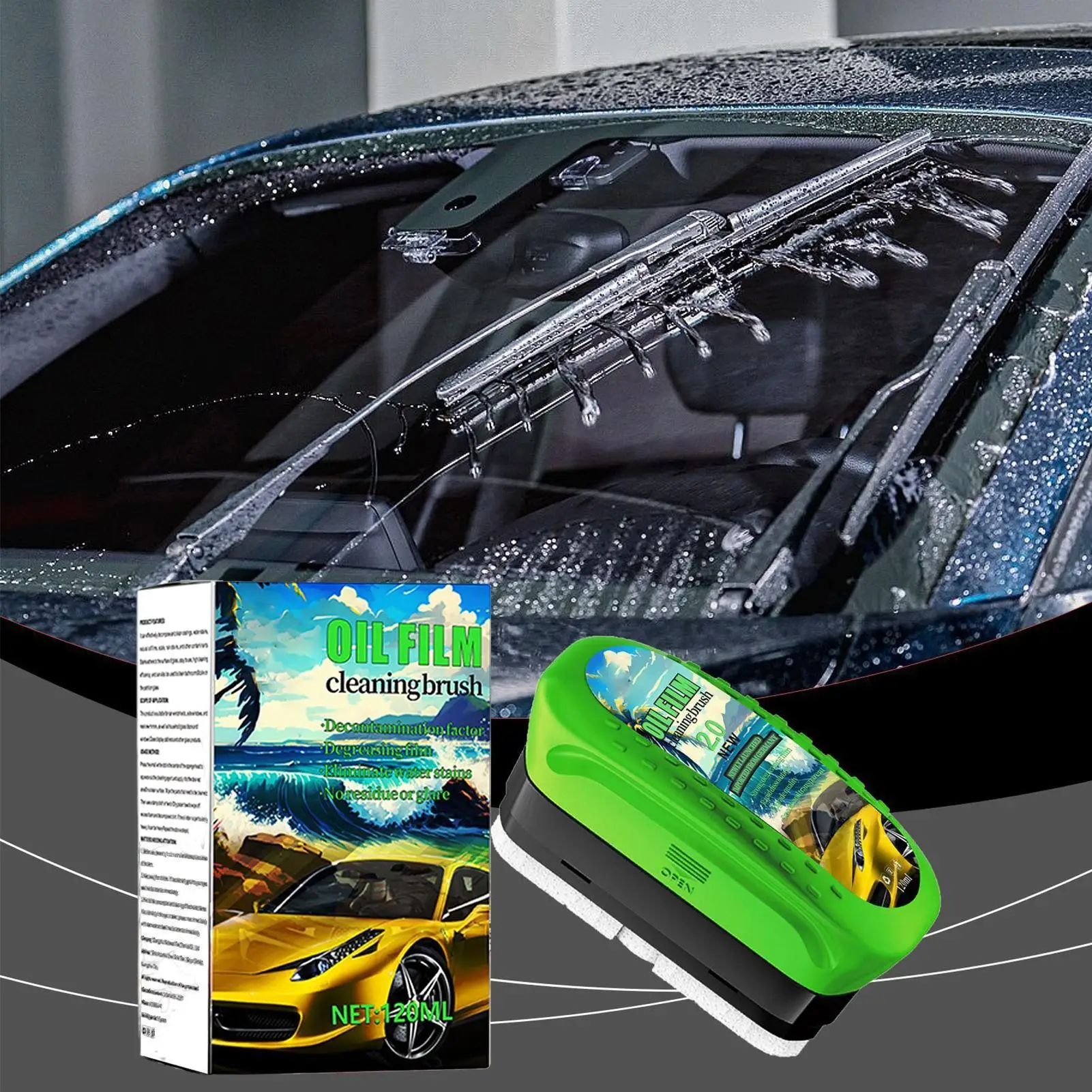 Fotografia 3: Placa de limpeza de vidro para-brisa de carro, limpador de filme de óleo de vidro transparente, acessórios para veículos, caminhão, suv, visibilidade de clareza