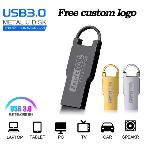 Memoria Flash de alta velocidad, Pendrive de 64GB, 32GB, resistente al agua, USB 3,0, Metal, disco U, logotipo gratis