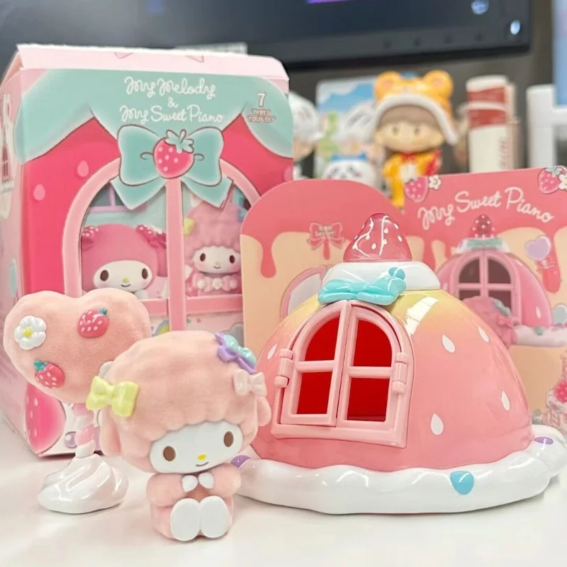 Miniso Sanrio My Melody Amd Mijn Zoete Piano Speelhuis Serie Kawaii Anime Figuur Model Desktop Ornament Decor Speelgoed Verjaardagscadeau