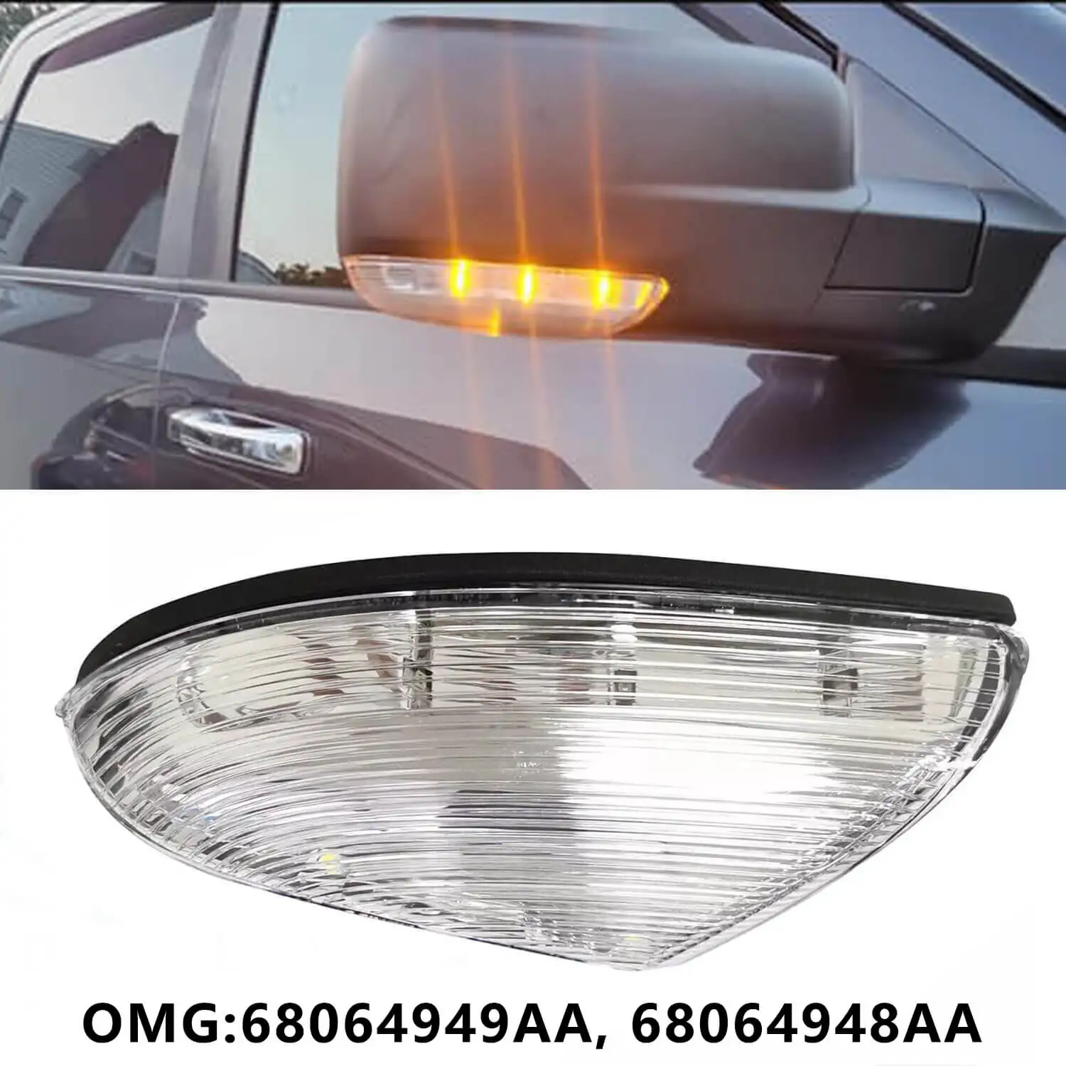 

3 Pin Side Rearview Mirror Turn Signal Light Lamp Fit for Dodge Ram 1500 2500 68064949AA 68064948AA