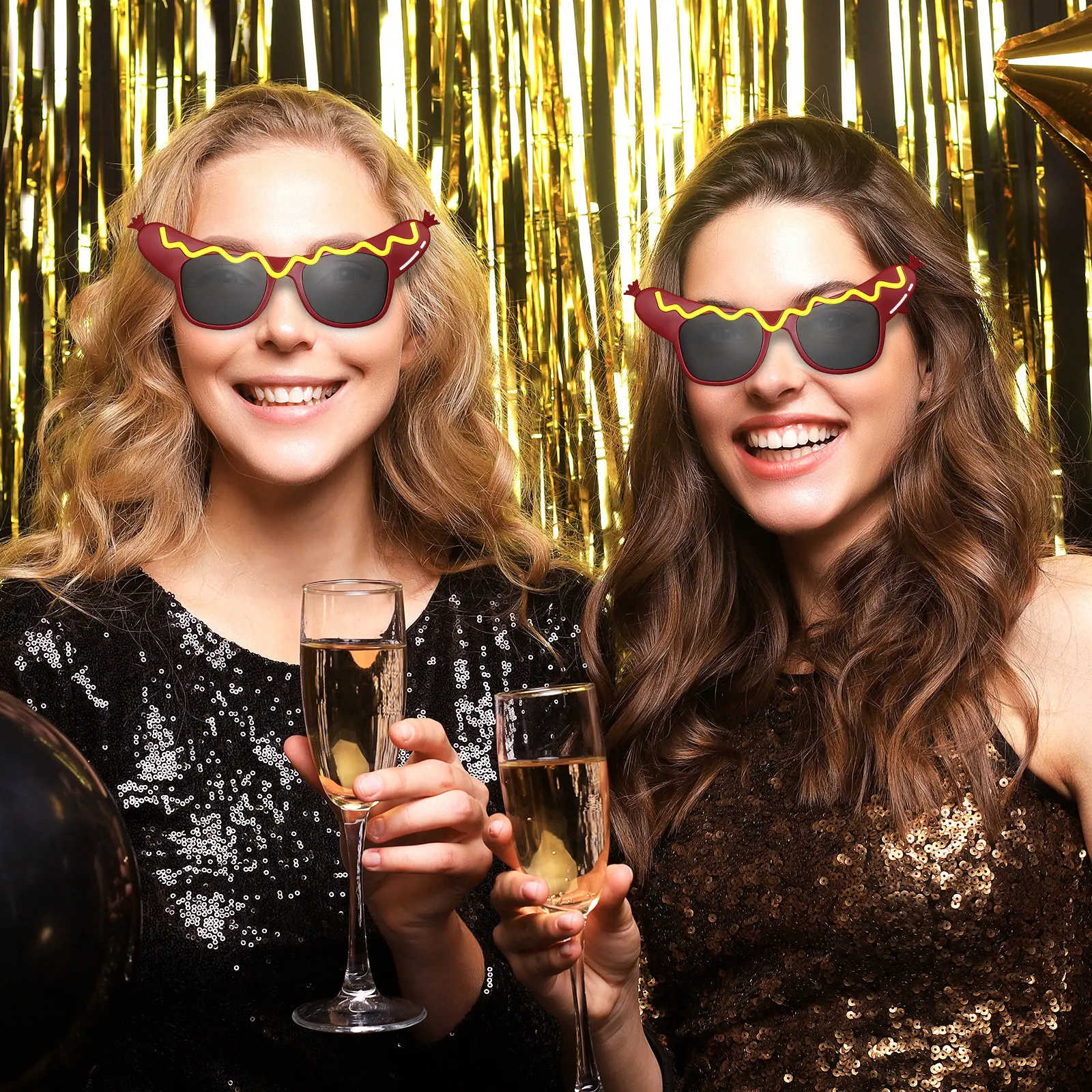 

4Pcs Hot Dog Eyeglasses Funny Costume Glasses Party Props Halloween Birthday New Years Eve Photo Props