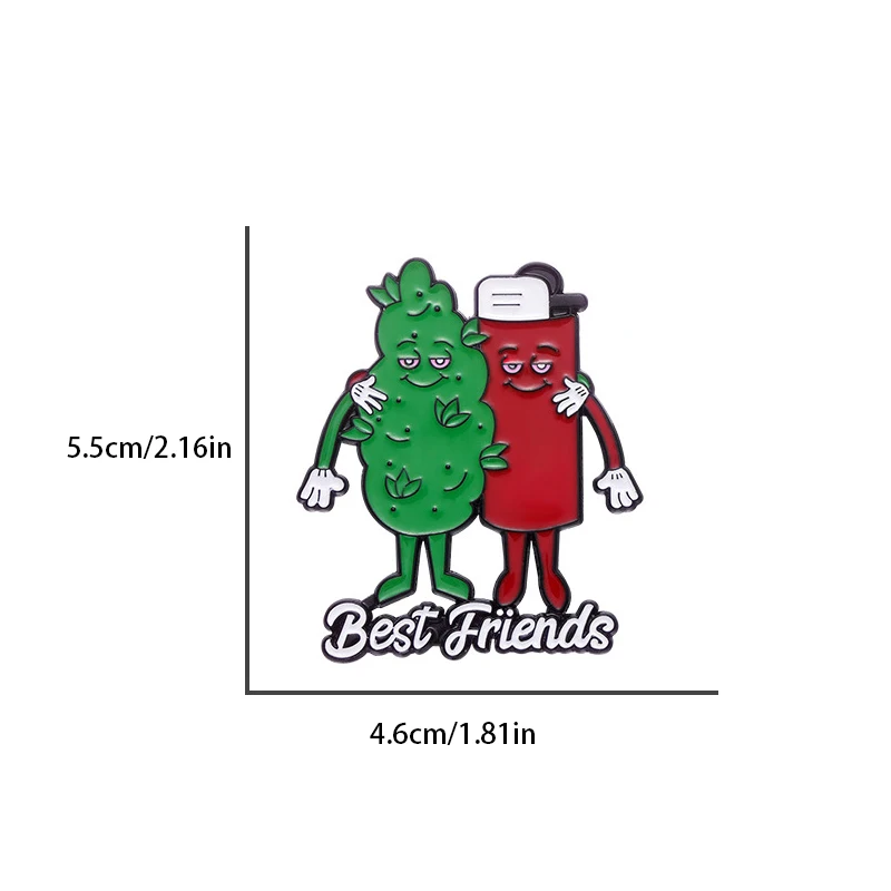 Melhores amigos Esmalte Pins, folha de tabaco, broches de forma mais leve, lapela emblemas, jóias presente para parceiro