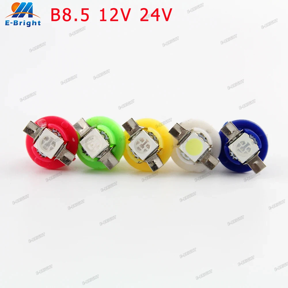 Bombilla Led para salpicadero de coche, 10 piezas CC, 12V, 24V, T5, B8.5, T5, SMD 5050, 1 SMD, blanco, rojo, ámbar, verde, azul
