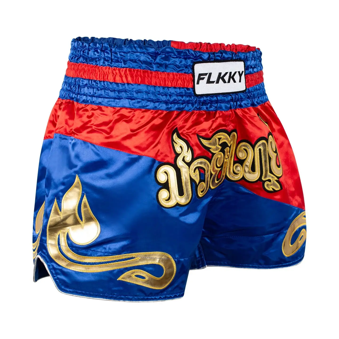 FLKKY شورت Muay Thai مطرز متباين للأطفال والكبار، سروال تدريب الملاكمة الكلاسيكي في صالة الألعاب الرياضية، شورت الملاكمة