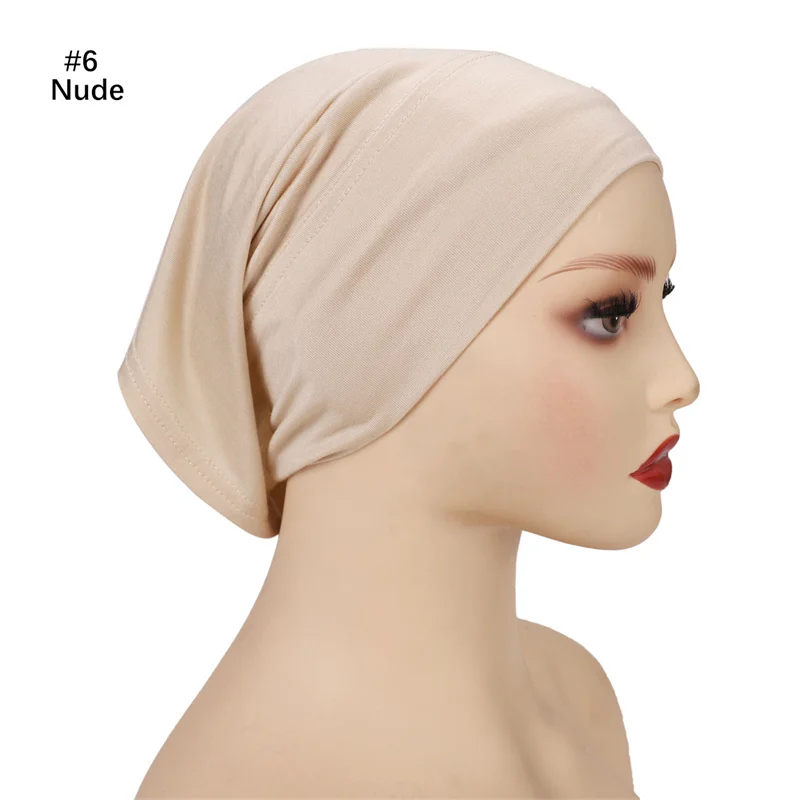 Plain Solid Modal Cotton Jersey Instant Base Inner Cap Muslim Hijab Bonnet Underscarf Stretchy Turban Headscarf Islamic Ninja