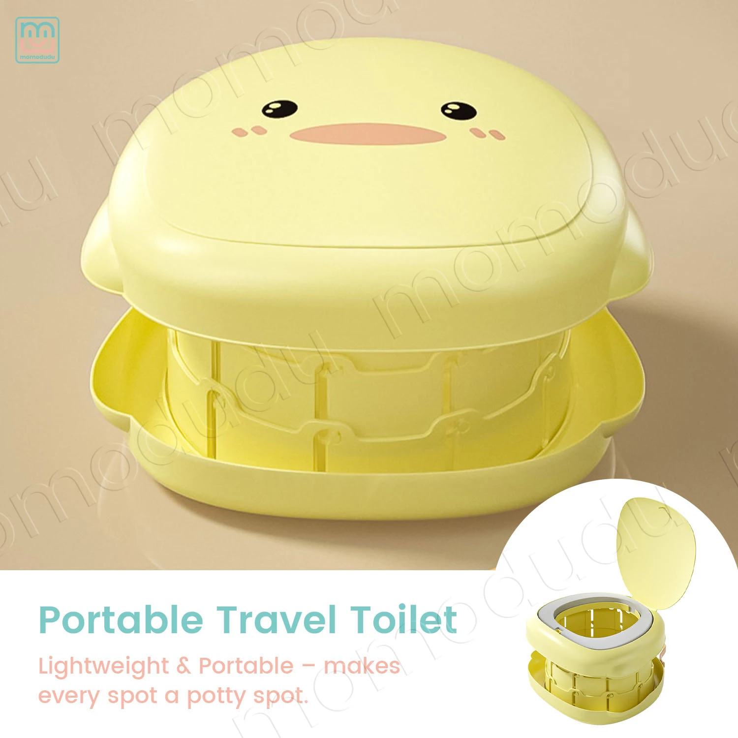 Duck Portable Potty for Toddler Travel Foldable Potty Training Toilet for Car Camping Indoor Outdoor Bathroom for Baby Children