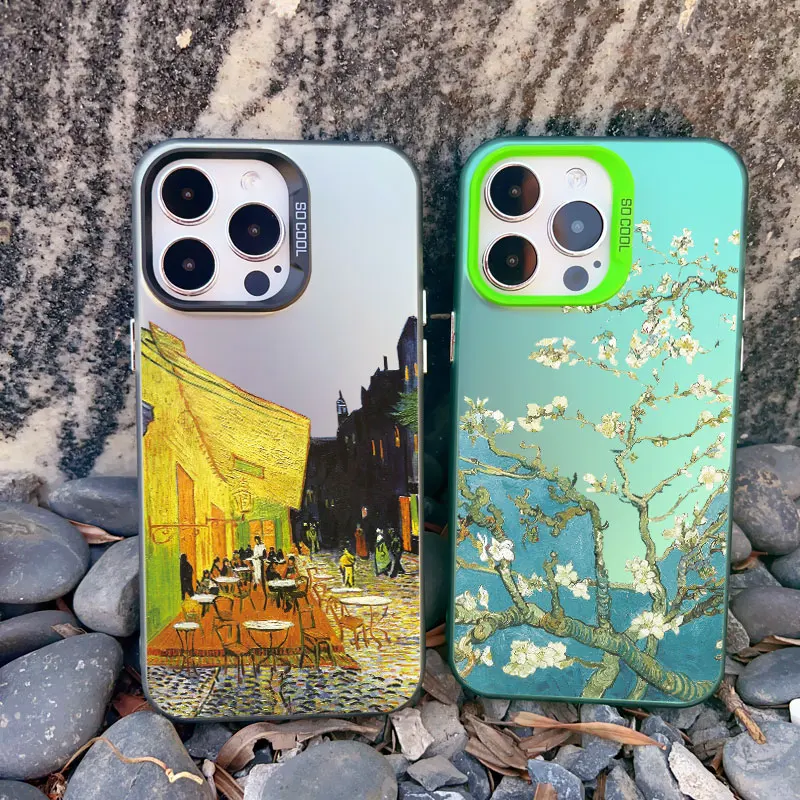 

For Coque iphone 15 14 Plus 15 14 11 12 13 Pro Max Mini Phone Cases Art Van Gogh Oil Painting Shockproof Matte Laser Back Covers