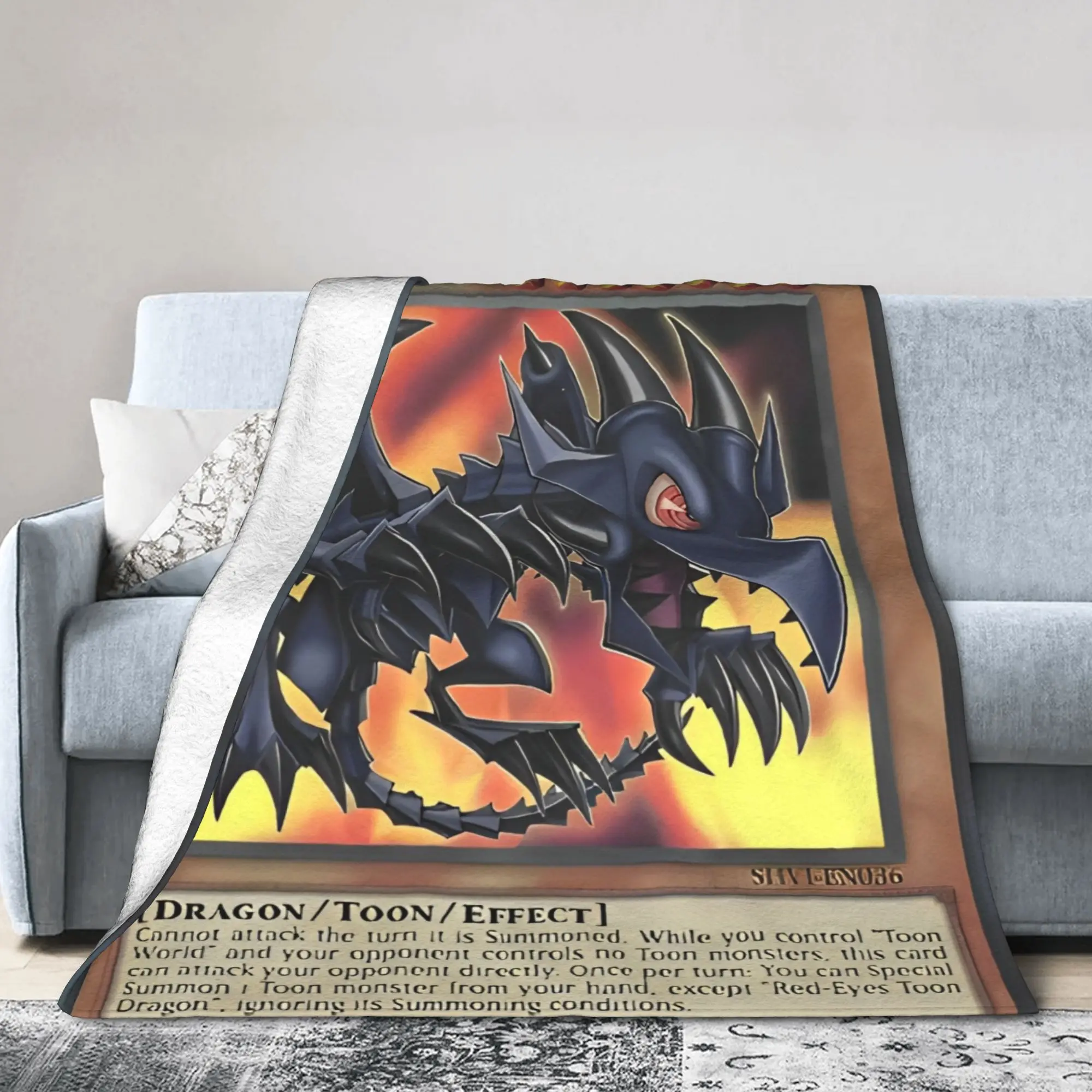 Yu Gi Oh Card Red Eyes Toon Dragon Blanket  Flannel Funny Warm Throw Blanket for Bedspread All Season