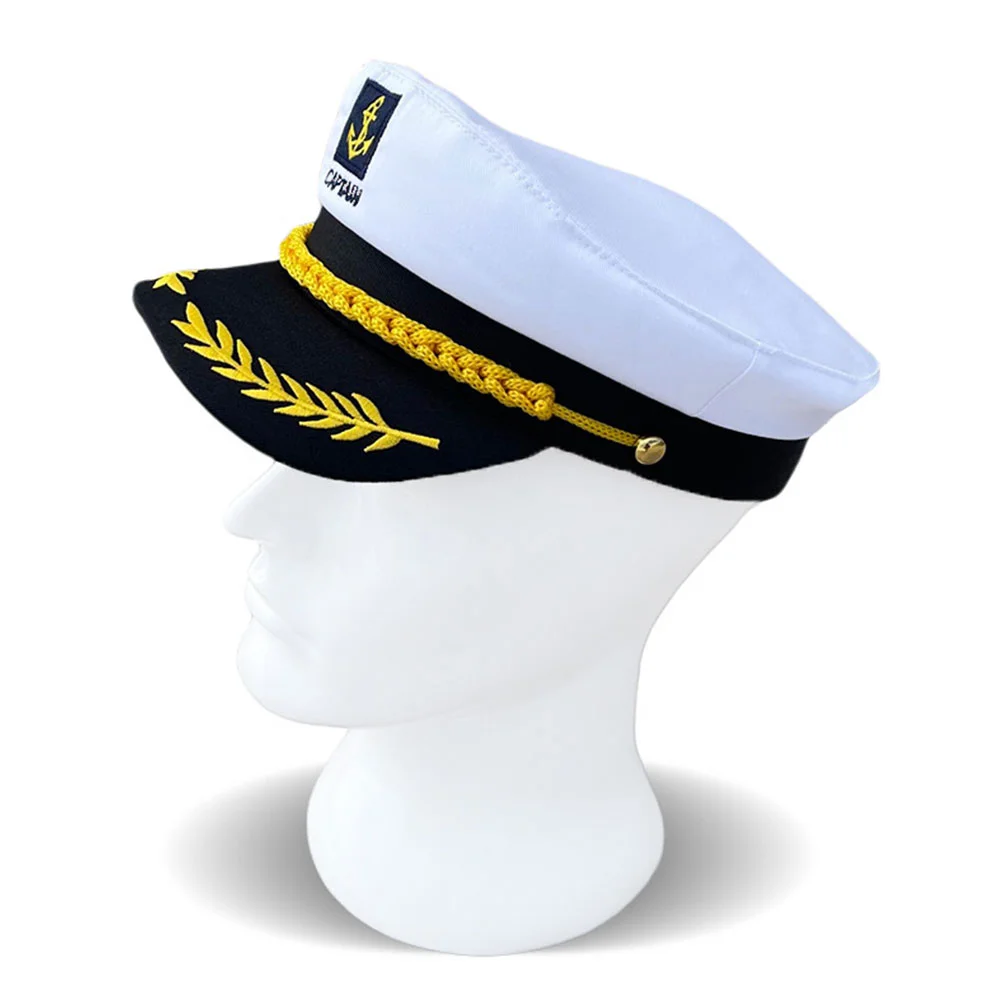 Sailor Hat Captain for Decoration Stage Performance Yacht Boating Decorative Cotton Polyester Party Hats