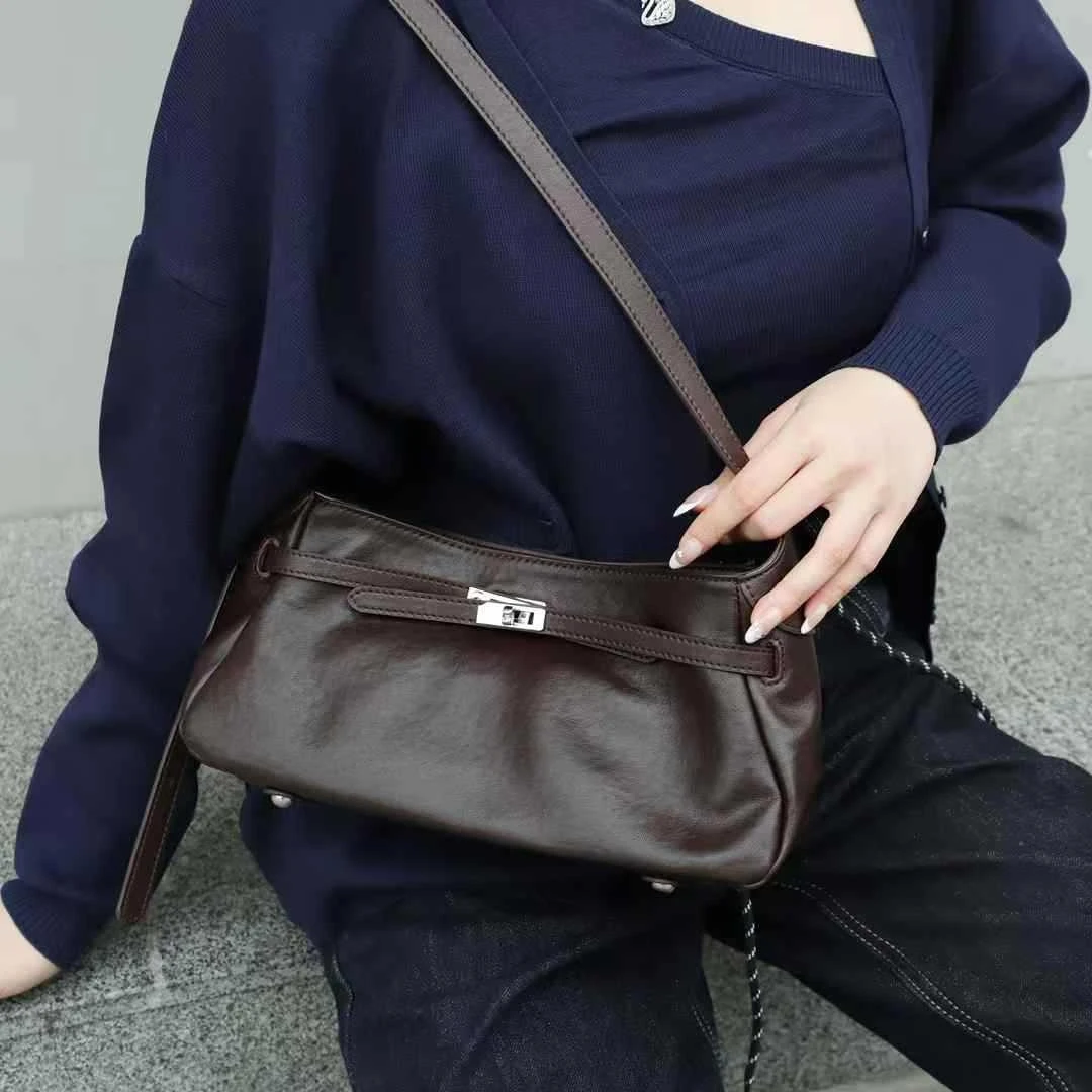 YANATARI-Sac à bandoulière en cuir véritable pour femme, sacs à main à bandoulière pour femme, sac de créateur de luxe, sac minimaliste, cuir de bétail