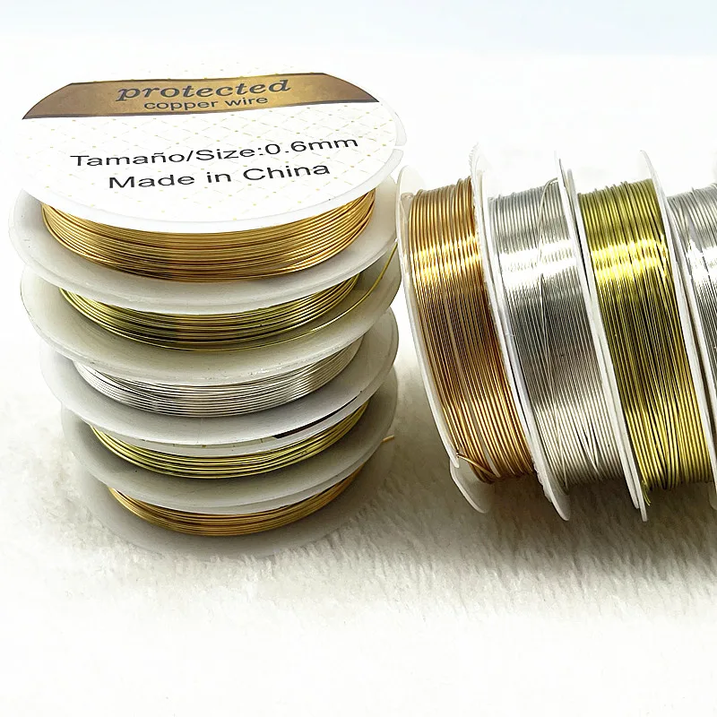 Protezione del colore filo di rame 0.3/0.4/0.5/0.6/0.8/1.0mm argento oro rame colore per gioielli filo metallico bobina Handiwork