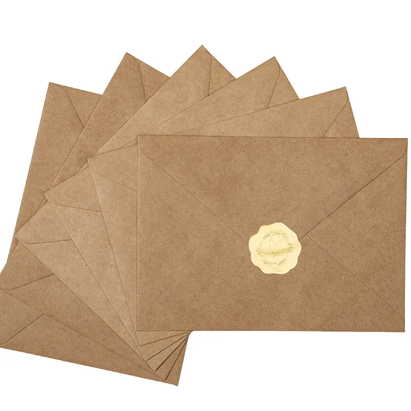 Retro Solid Western Blank Envelopes Metal 3D Embossed Seal Stickers Luxury Stationery For Wedding Business Invitation Cards