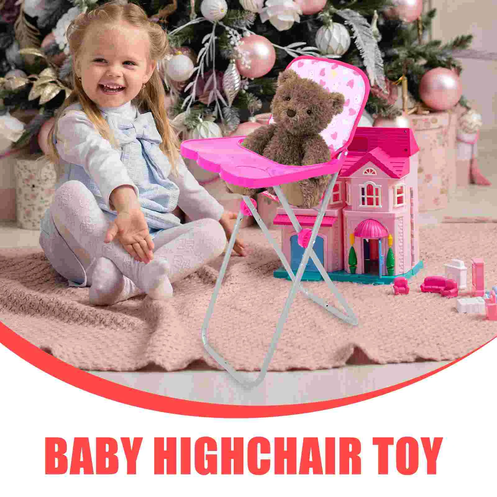 Juguetes Silla de comedor Accesorios para bebés Muñecas Trona para carrito Plegable 5600X3100X2300CM Roba Pequeño Rosa Niño