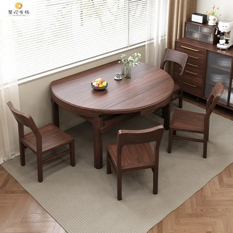 DSA solid wood dining table foldable dining table simple Chinese square and round dual-purpose apartment jumping table