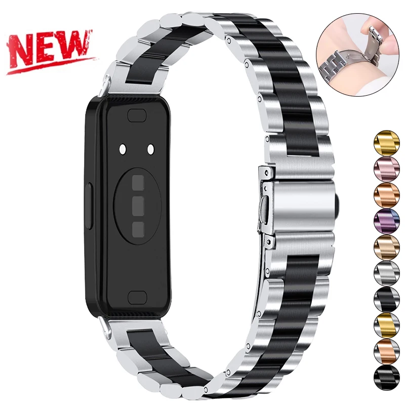 

Ремешок с тремя звеньями из нержавеющей стали, совместимый с Huawei Watch 11 Pro, регулируемый, для мужчин и женщин, сменный.