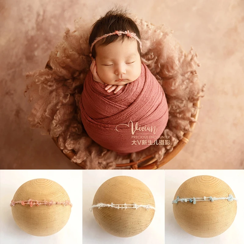 Newborn Photography Headband Mesh Bow Colored Stone Decorative Headband Props Full Moon Baby Photo Studio Shooting Accessories