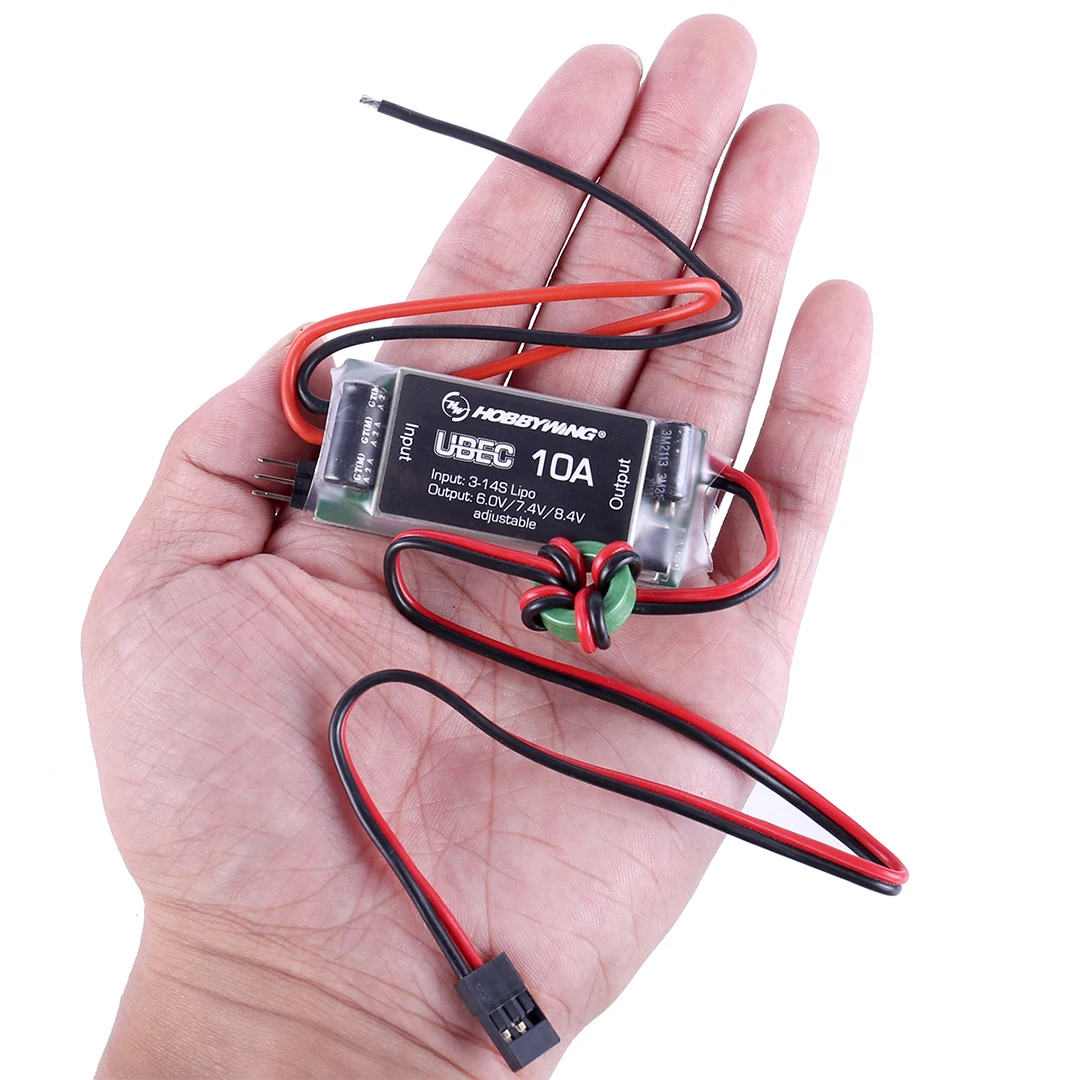 

Hobbywing 10A Ubec output 6v 7.4v 8.4v supports 3-14s lithium battery high-voltage voltage reduction