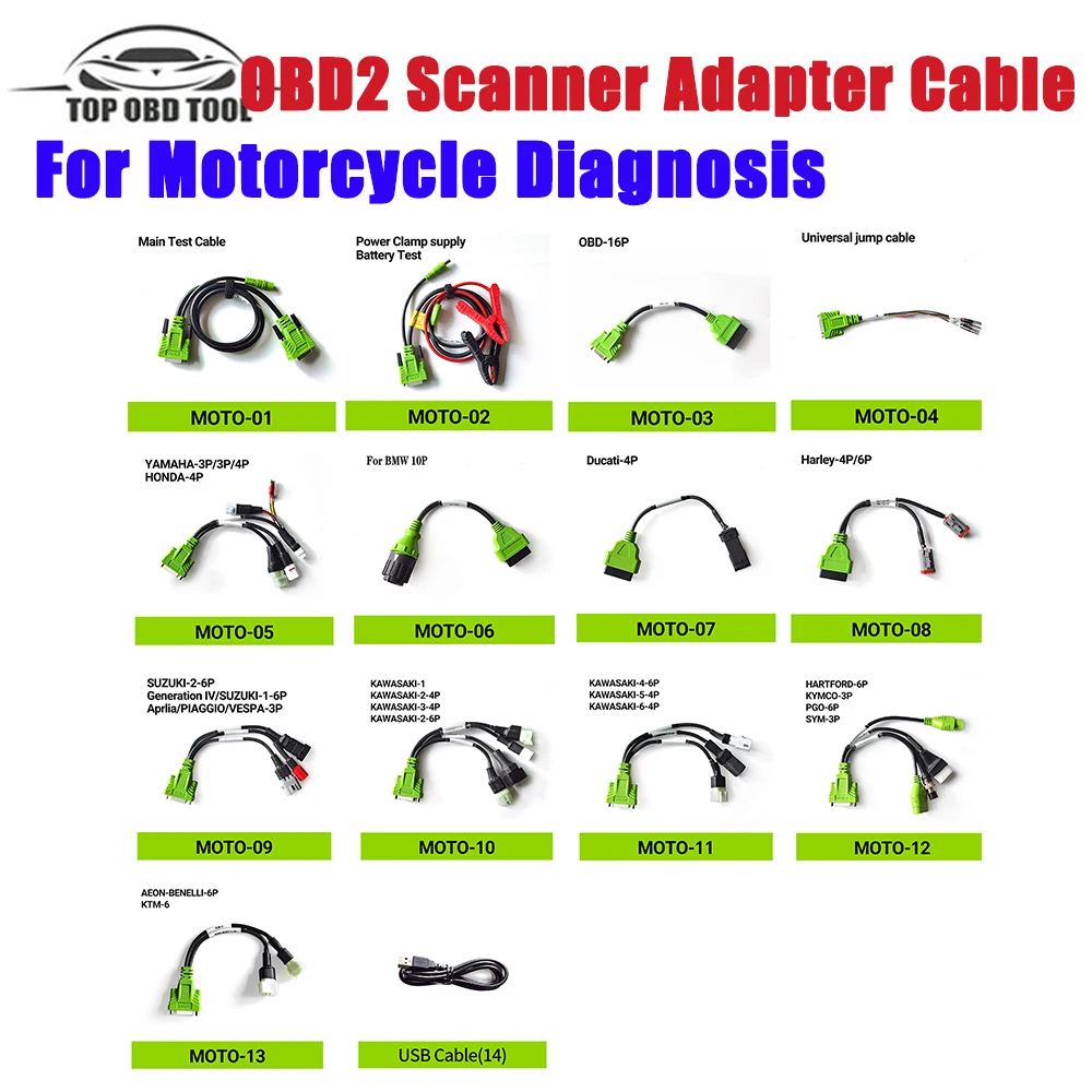 OBD2 Scanner Adapter Cable Motorcycle Diagnostic For BMW 10P For Ducati 4P KAWASAKI-2/4P SUZUKI-2/6P For Harley-4P/6P Connector