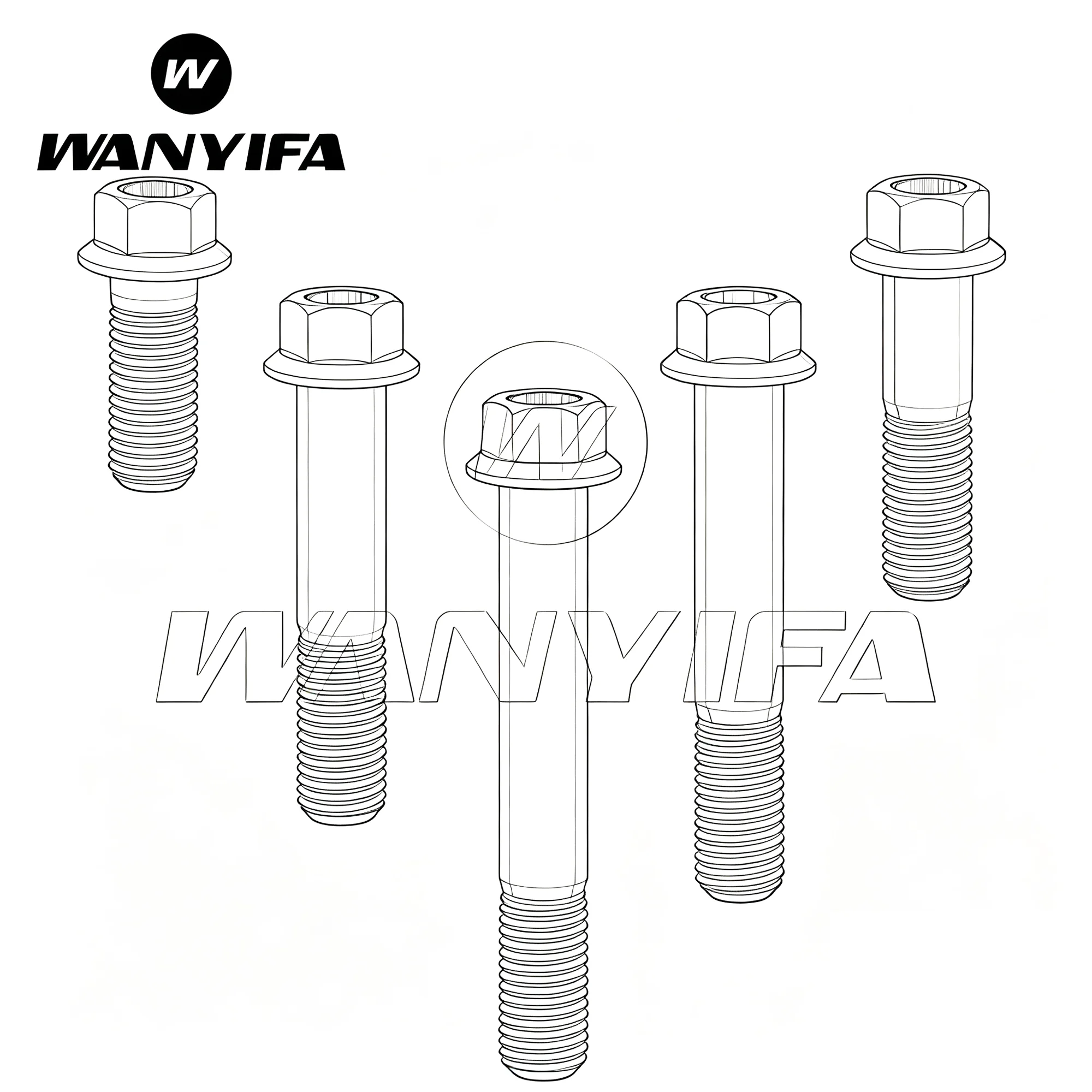 Wanyifa Titanium Bolt M12X30~90Mm Pitch1.25/1.5Mm Hex Head Flange Screws for Bicycle Fixed Parts