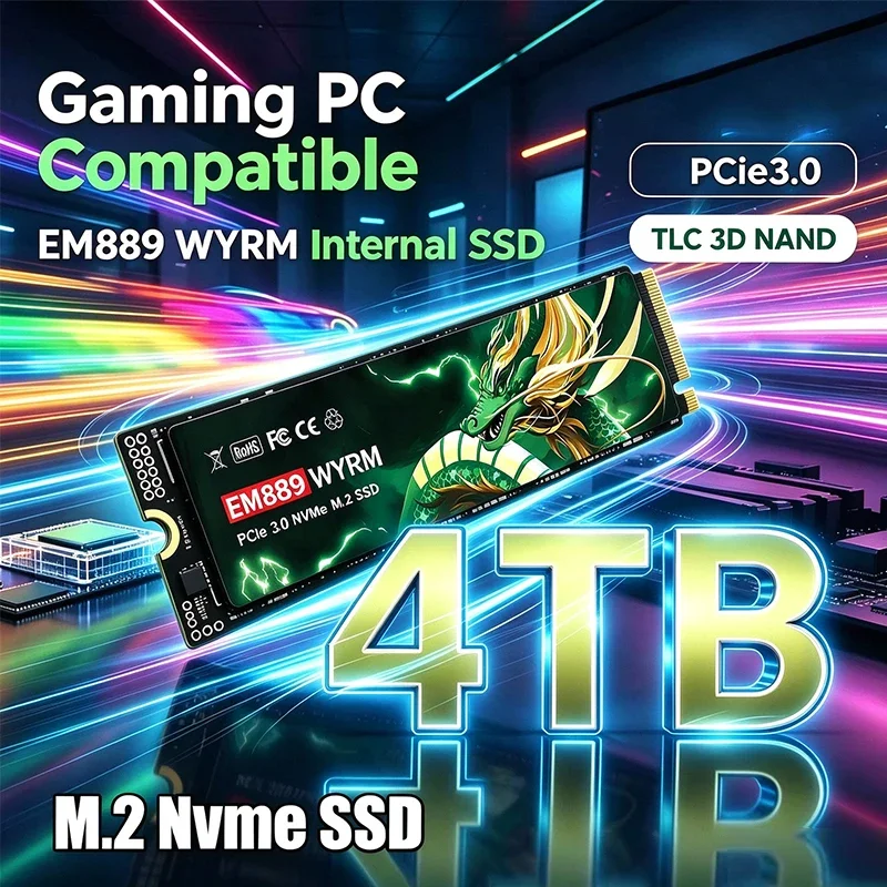 Original High Speed EM889 SSD PCIe3.0 M.2 2280 NVMe Internal SSD 1TB 2TB 4TB 500GB Storage Upgrade Disk For Gaming Desktop Note
