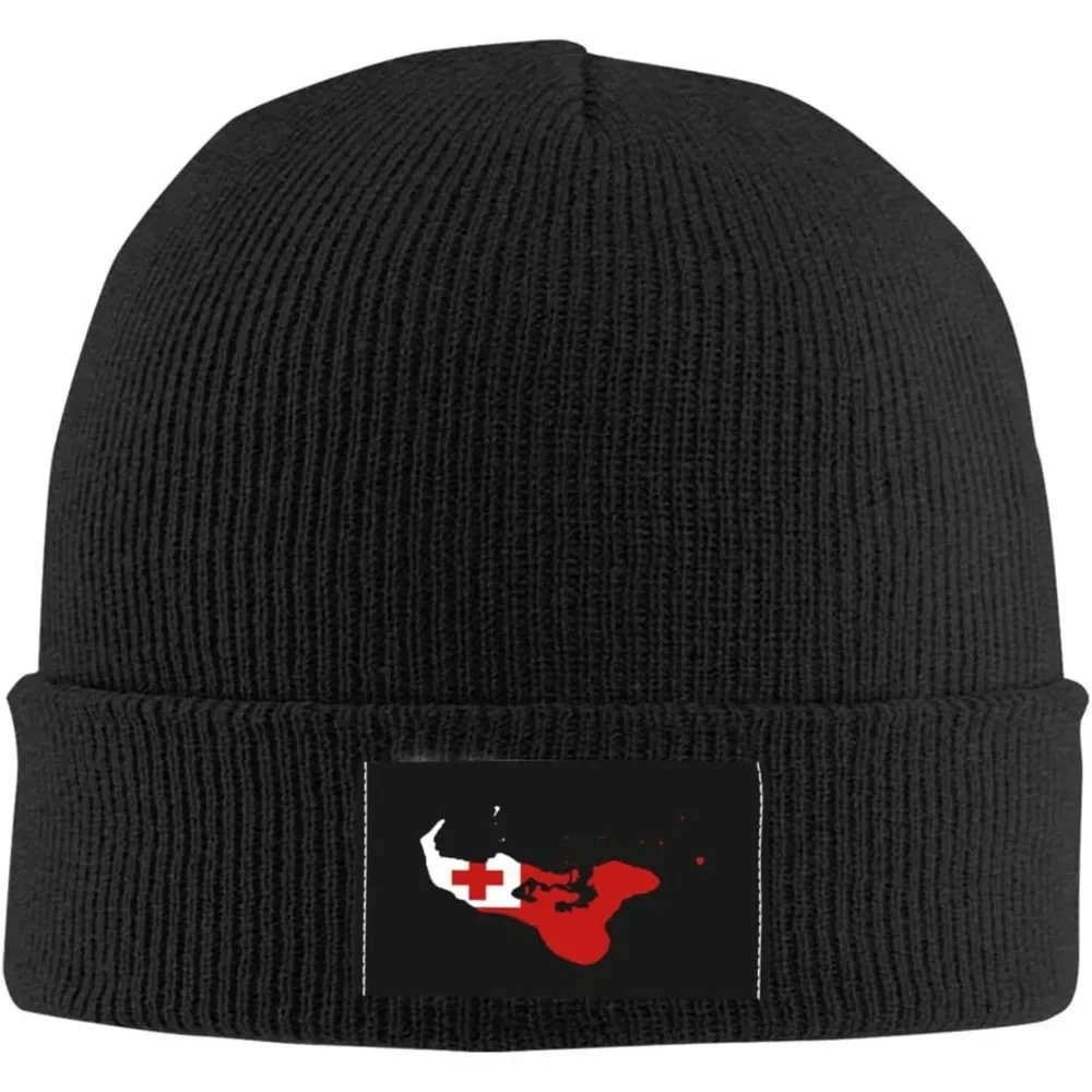 Gorro con mapa de Tonga Terrain para hombres y mujeres, gorro de punto cálido y acogedor con calavera, gorros de invierno acrílicos