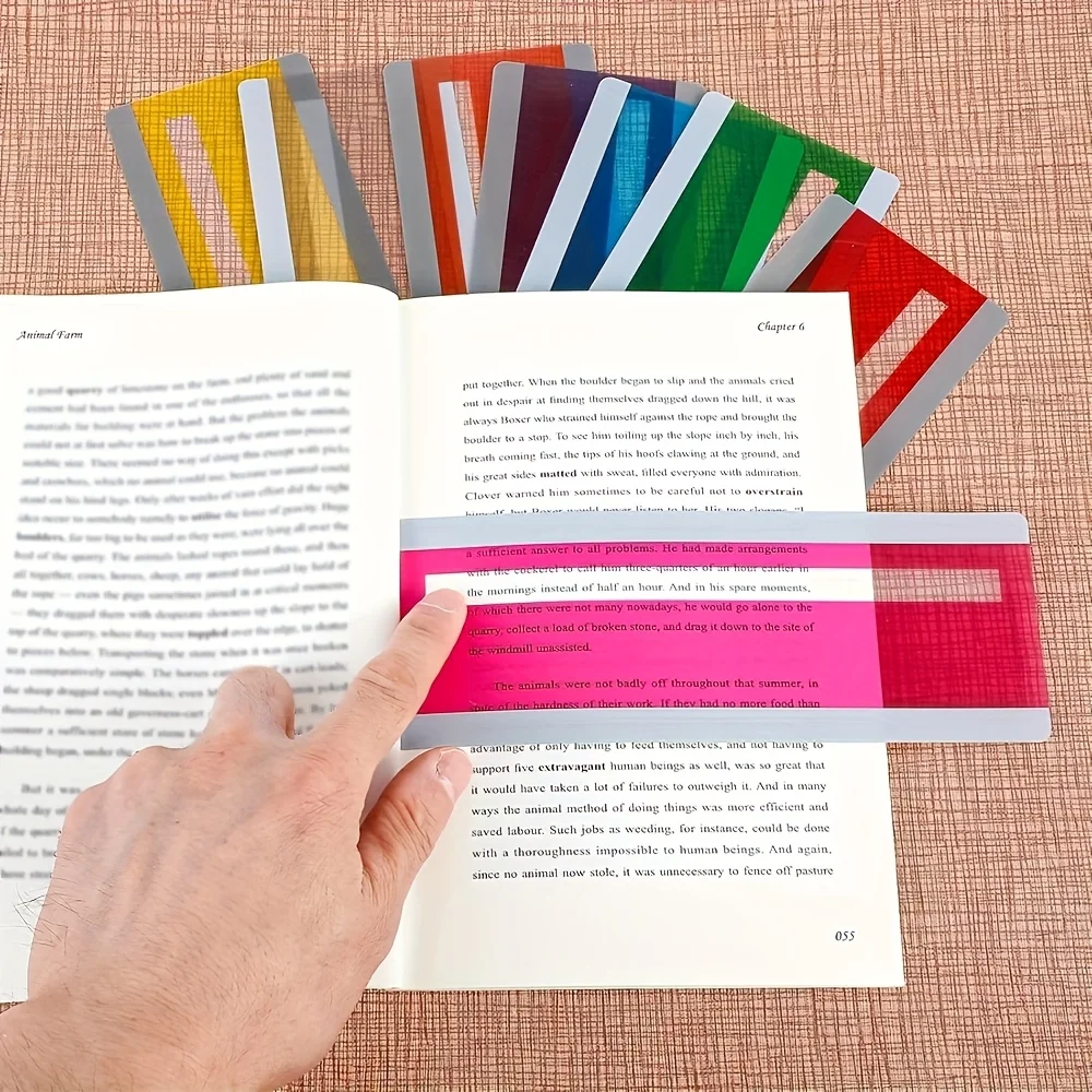 8Pcs Auxiliary Reading Tools |   Color Annotation Function, Highlight Marking Function, Reading Progress Tracking Function, Overlay Reading Markers, Teacher Teaching Aids (8-Color Set)