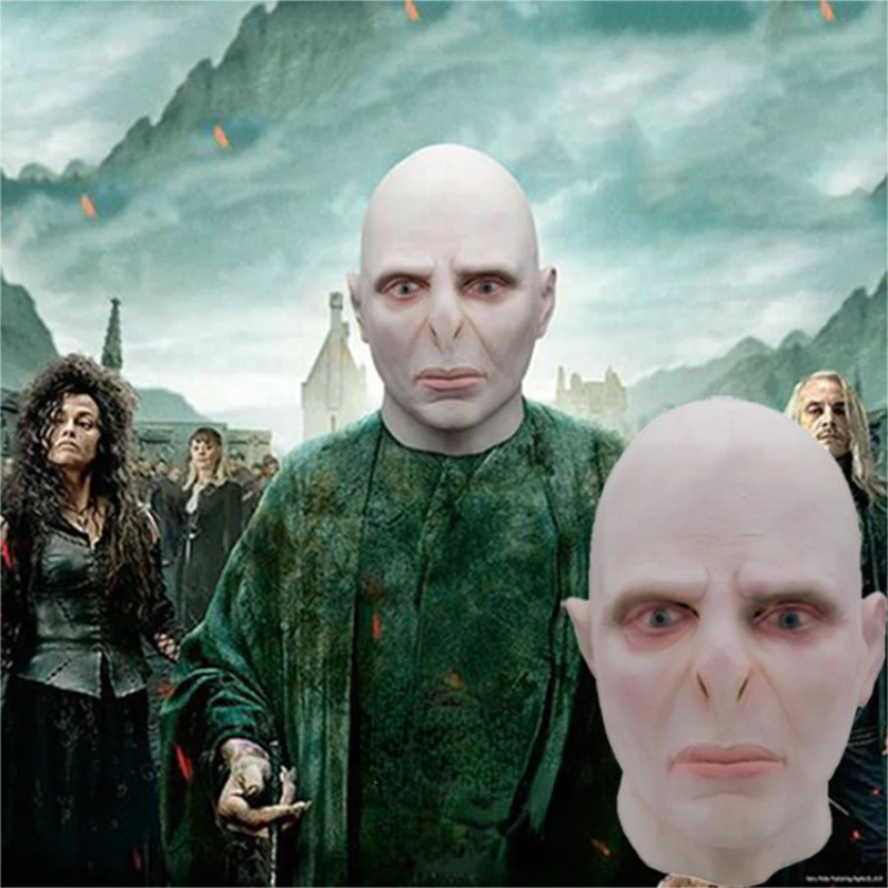 2024 Voldemort Role Playing Mask Magic School Tom Marvolo Riddle Headwear Horror Bald Latex Mask Halloween Mask Party Mask