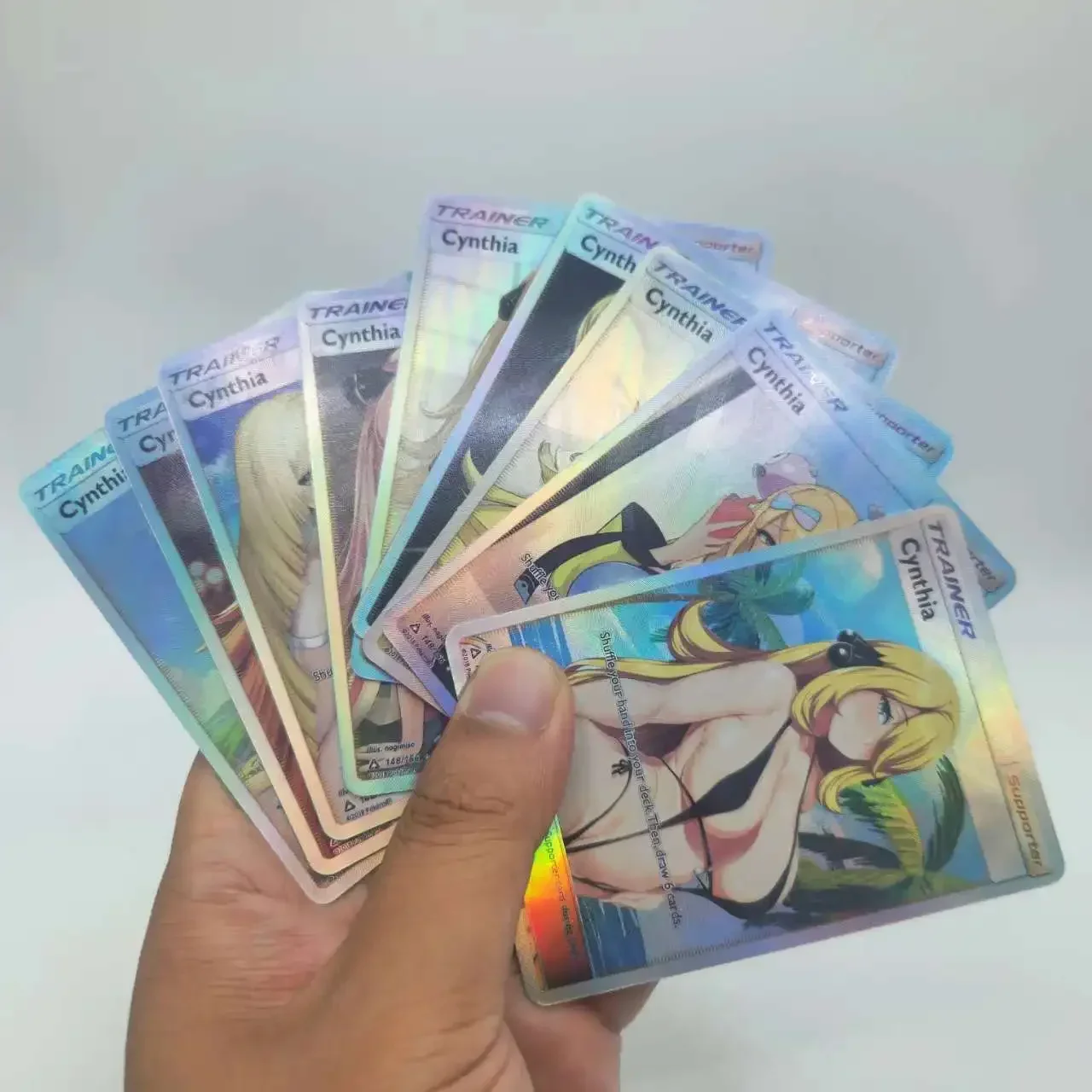 DIY Pokémon PTCG English Trainer Cynthia The First Series Flash Card Anime Peripheral Game Collection Card Holiday Gift