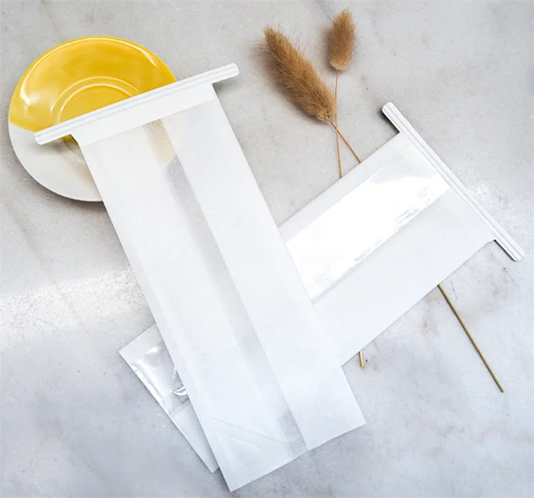 100PCS Iron Wire White Paper Window Toast Bread Cookies Packaging Bag DIY Baking Biscuit Oil Proof Slice Cake Storage Pouches
