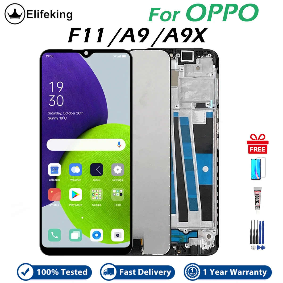 LCD For OPPO F11 A9 A9X Display Touch Screen Digitizer Assembly CPH1913 CPH1969 Replacement Parts with Free Screwdriver Set