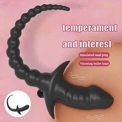 Dog Tail Silicone Vibrating Anal Plug, Butt Plug, Próstata Massagem, Contas anais macias, Brinquedos Sexuais para Casais, Jogos para Adultos