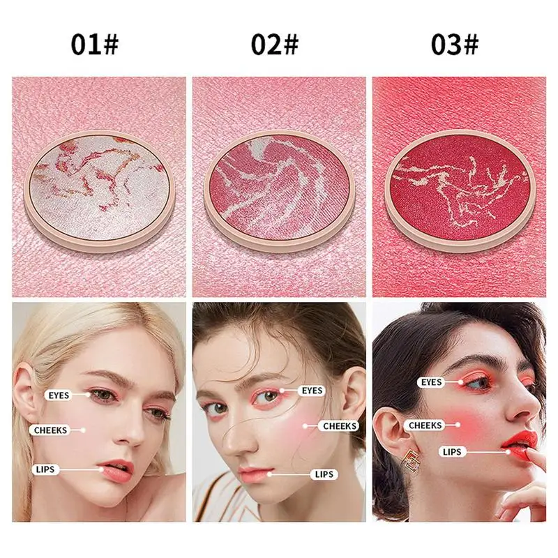 5 Kleuren Poeder Blusher Palet Voor Ogen Wangen Lippen Sterk Gepigmenteerde Glinsterende Oogschaduw Blush Palet Blendable Cosmetica