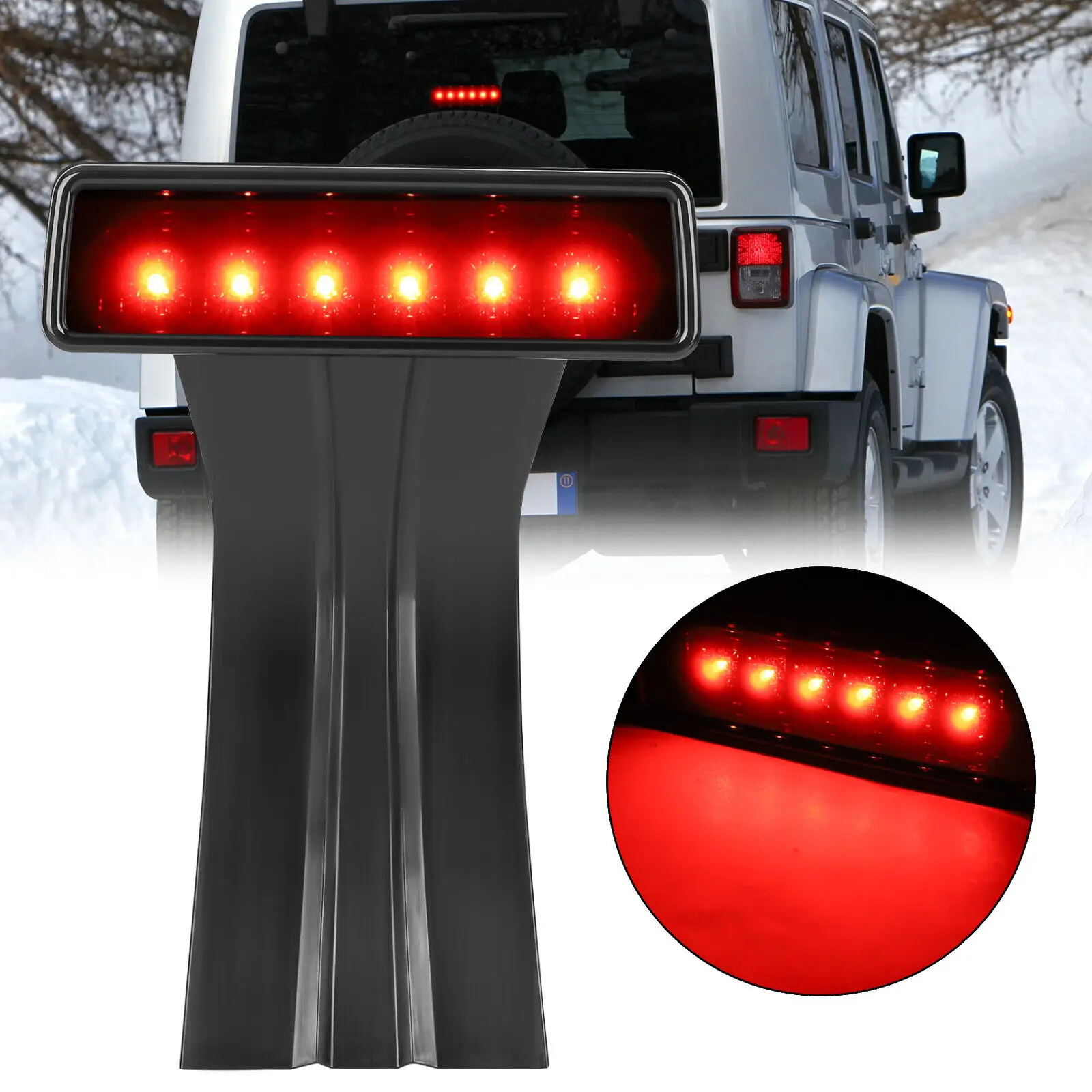 

Smoked Lens LED Third Tail Brake Light Rear Stop Lamp For 07-18 Jeep Wrangler JK