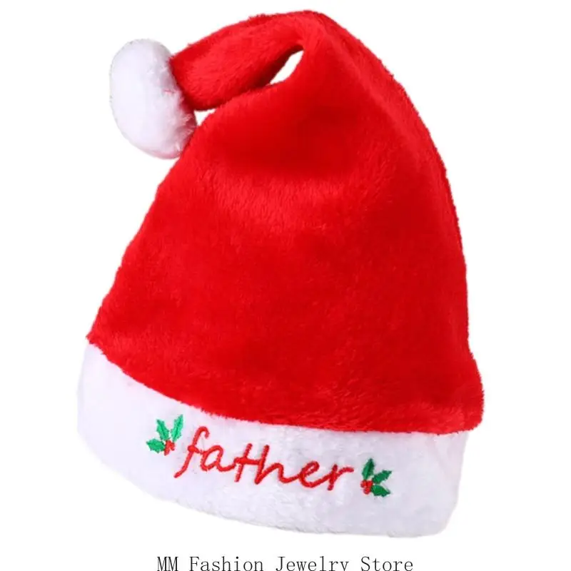 D0UB Christmas Santa Hats Warm Plush Hat Comfortable Party Headwear For Kids Adult Christmas Tree Decoration Festival Props
