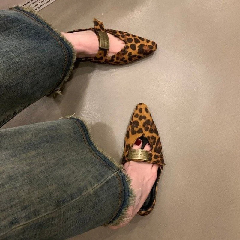 

Women Leopard Pointed Toe Loafers Shoes Flats Mary Jane Shoes 2026 Spring Trend Shallow Dress Shoes Casual Comfort Mujer Zapatos