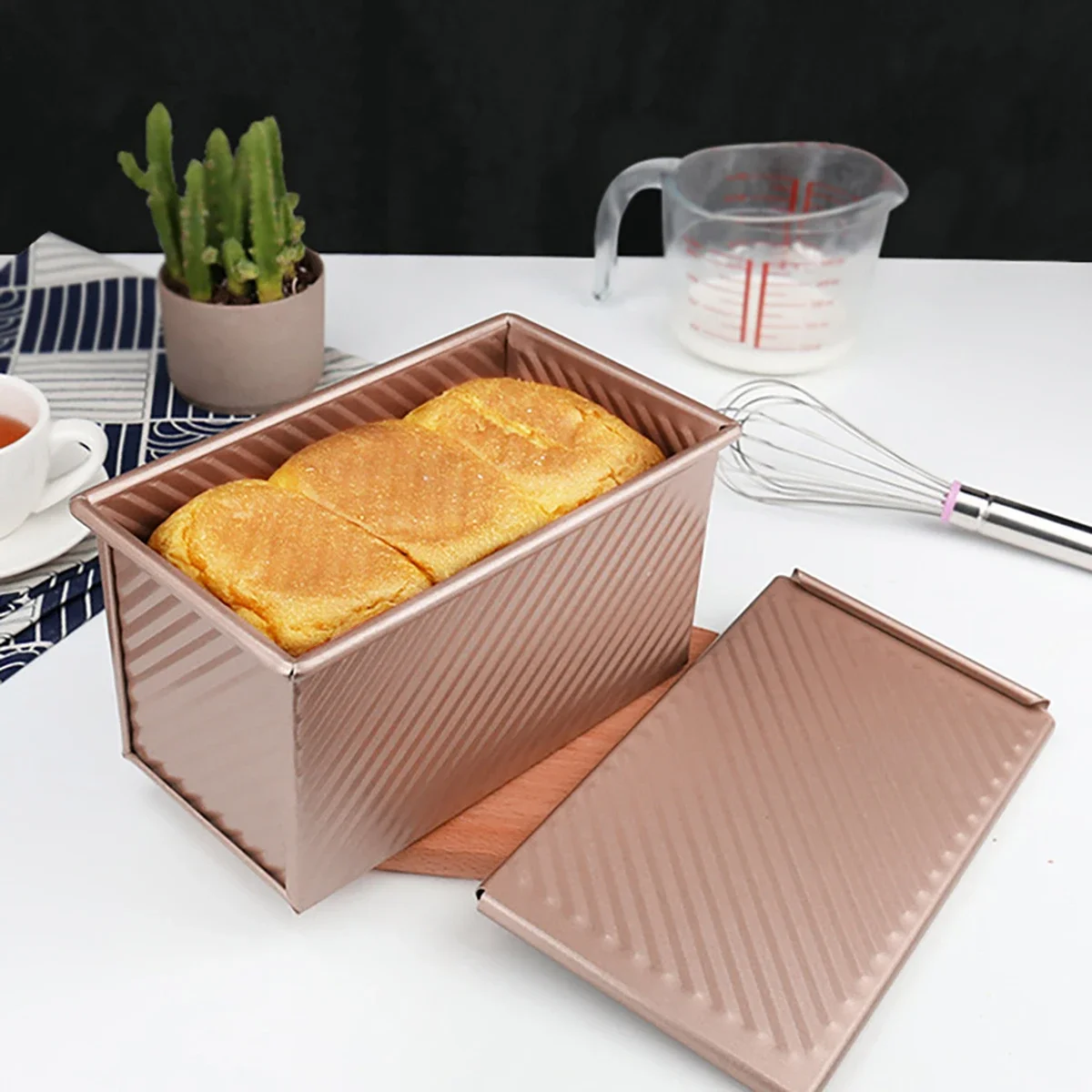 1Pc Bread Pan Loaf Baking Toast Pullman Box Tray Cake Tin Pans Molds Mold Lid Plates Making Tool Metal Nonstick Mould Bun